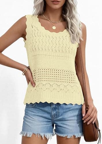 PRETTYGARDEN Womens Crochet Tank Tops 2026 Summer Spring Sleeveless Tops Cute Sweater Vest Trendy Boho Beach Vacation Clothes thumbnail 2