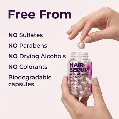sohl-I.D. Hair Serum for Frizzy Hair, Treatment for Dry & Damaged Strands, Suitable for Curly Hair, Aceite y Gotas para el Cabello, Tratamiento para Cabello Seco y Maltratado, Smooth & Shine Capsules thumbnail 9