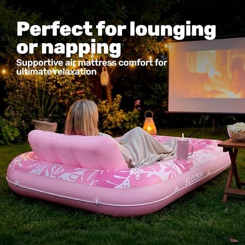 sloosh inflatable pink tanning water bed thumbnail 7