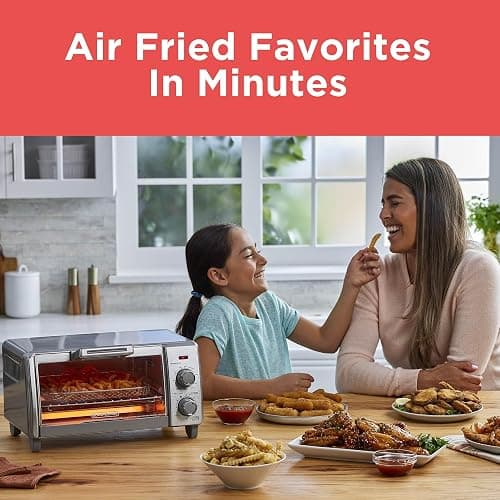 BLACK+DECKER Crisp 'N Bake Air Fry Countertop Convection Toaster Oven, Medium Capacity, 4-Slice, 5-in-1, Fits 9” Pizza, 30-Min Timer, Bake, Broil, Air Fry, Toast, Keep Warm, Stainless Steel thumbnail 2