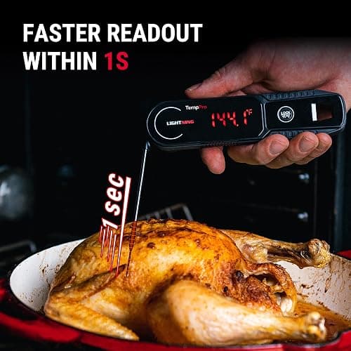 TempPro TempSwift 1 Sec Instant Read Meat Thermometer Digital | Kitchen Food Thermometer with 180° Rotating Display, IP67 Waterproof Cooking Thermometers for Deep Fry Smoker Grill BBQ thumbnail 3