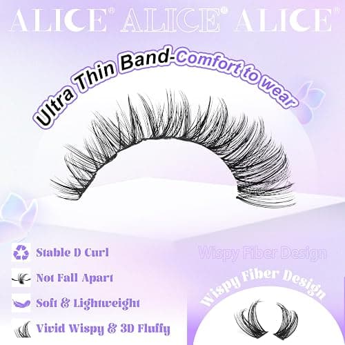 ALICE Lash Clsusters Kit Wispy Eyelash Clusters Kit Cluster 10-18mm Natural Eyelash Extension Kit 168pcs Thin Band Individual Lashes Kit with Lash Glue Bond and Seal DIY at Home thumbnail 4