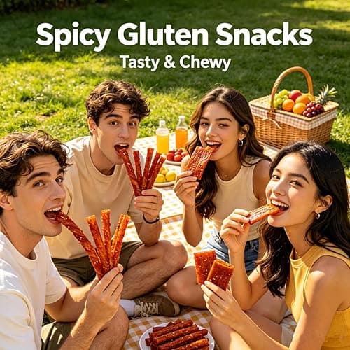 4 Pcs Latiao Spicy Gluten Strips,Chinese Special Casual Spicy Snack Food, Made From Wheat/Chili/Spice, Low Sugar and Low Calories, Best Vegan,Casual Office Outdoor Parties Snacks(100gx4) (4-pack-1) thumbnail 7