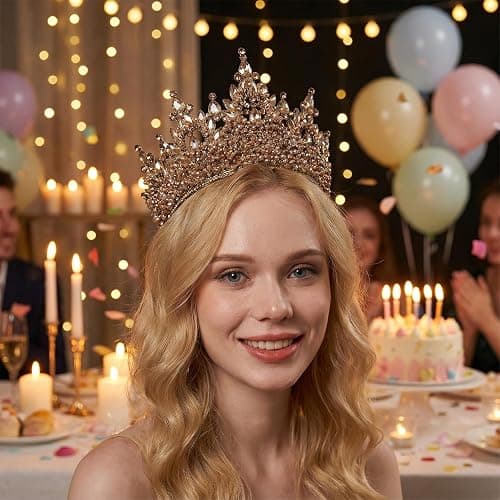 Large Tiaras and Crowns for Women Crystal Tall Pageant Crowns Rhinestone Royal Queen Headband Princess Quinceanera Headpieces for Wedding Birthday Prom Party Costume Cosplay thumbnail 3