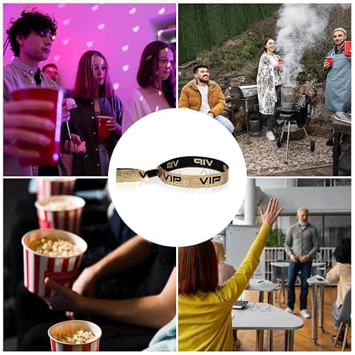 JJUNW 20 Stück VIP Stoff-Armbänder, Glitzer Eintrittsbänder mit VIP, Einlassbänder Eintrittsarmbänder, Partybänder VIP Identifikationsarmbänder für Events Konzert Festival Geburtstag Hochzeit thumbnail 7
