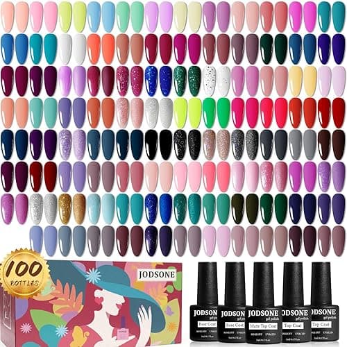 JODSONE Gel Nail Polish Starter Set 100 Pieces Multi-color Gel Nail Polish Nail Salon Home Use In Shine - Image 1