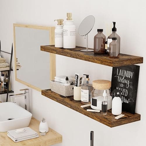 Feihorrm 90CM Long Floating Shelves Set of 2, 23.5cm Deep Rustic Wall Shelf, Modern Style, 2 Shelves, Wall-Mounted, Unisex, Living Room thumbnail 8