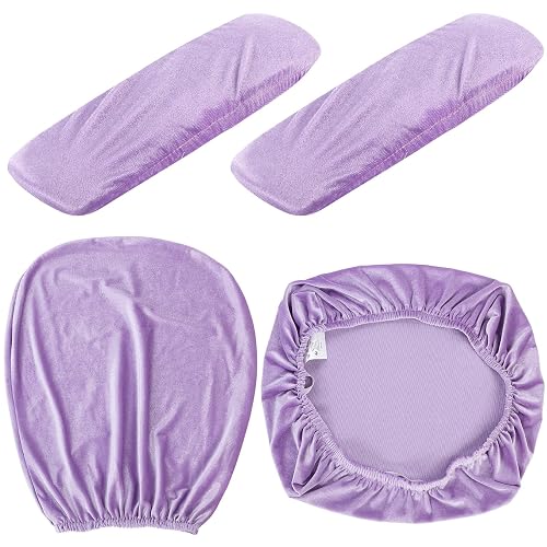 Tallew 4 Pcs Office Chair Covers Set with Armrest, Stretchable,Purple | Universal Desk Chair Cover, Protective Seat Cushion Backrest, Elastic Easy Install, Fit Machine Washable for Home Office thumbnail 2