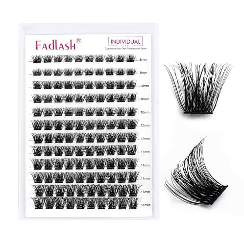 Lash Clusters DIY Eyelash Extensions 96 Clusters Lashes D Curl 0.07 Natural Individual Lash Extensions Mixed Tray False Eyelashes Soft & Strong Thin Band DIY at Home (F32-0.07D, 8-16mm) - F32 - 8-16mm thumbnail 2