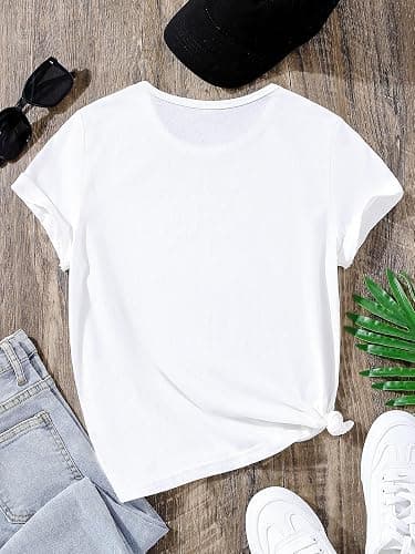 SOLY HUX Girl's Cute Cat Graphic Tees Letter Print Short Sleeve T Shirts Preppy Clothes Summer Tops thumbnail 2