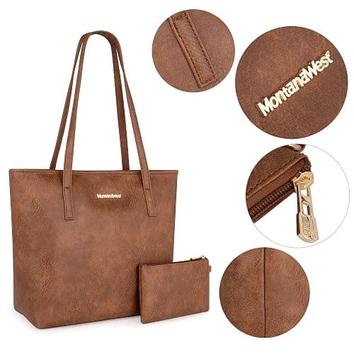 Montana West Tote Bags Vegan Leather Purses and Handbags for Women Top Handle Ladies Shoulder Bags thumbnail 4
