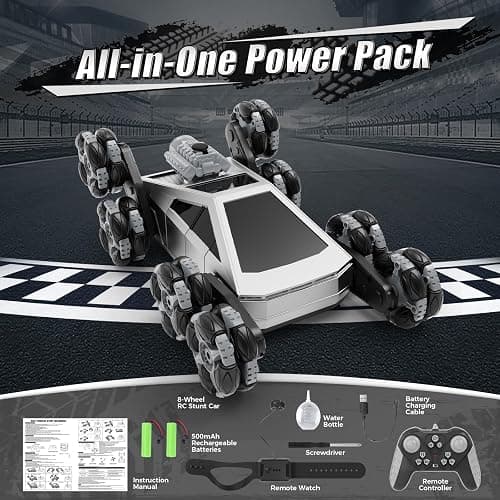 UFOLED 8 Wheel RC Stunt Car with Gesture Control, Spray & LED Lights, Gesture Sensing Remote Control Cars for Boys Age 6 7 8-12 13 14 Year Old, Christmas Birthday Gifts Ideas for Kids thumbnail 7