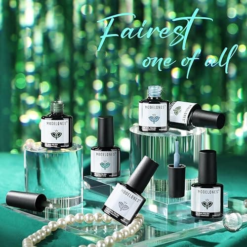 modelones Gel Nail Polish Set - 6 Colors Misty Gray Dark Green Glitter Gel Polish Kit Sage Green Baby Blue Nail Polish Soak Off LED Nail Lamp Nail Kit Fall Winter Nails Salon DIY Gift thumbnail 7