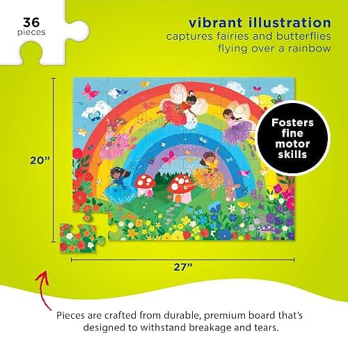 Crocodile Creek 36-Piece Jigsaw Floor Puzzle - Fun Floor Puzzles for Kids Ages 3-5 - Heavy-Duty Shaped Box for Storage - Over The Rainbow - 27" W x 20" H Finished thumbnail 3