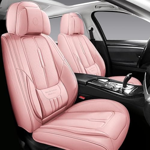 NS YOLO Universal Fit Premium Pink Leather 5-Seats Car Seat Covers | Waterproof full-set seat protector for Cars,SUVs,Trucks,airbag-safe,wipe-clean,10-min install,all-season car seat cushion. thumbnail 9