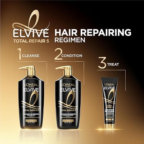 L'Oreal Paris Elvive Total Repair 5 Repairing Shampoo and Conditioner for Damaged Hair, 28 Ounce (Set of 2)(Packaging May Vary) thumbnail 9