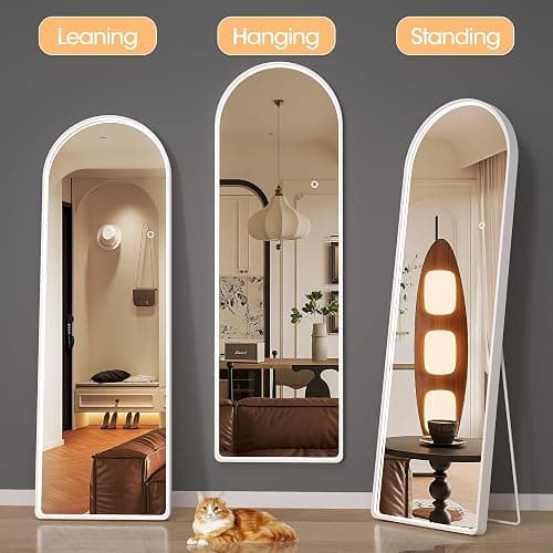 Hasipu 55" X 18" Full Length Mirror with Lights, White Frame Arch Led Mirror Full Length and 3 Colors Temperatures & Brightness Adjustable,Light Up Mirror Full Body for Bedroom Cloakroom Living Room thumbnail 5
