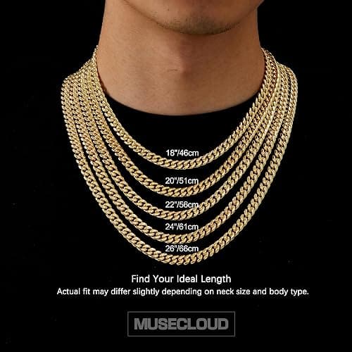MUSECLOUD Gold Cuban Link Chain for Men Mens Stainless Steel Miami Curb Chains Necklace 5/8mm Thick Real Gold/Silver/Black Plated Diamond Cut Non-Tarnish Jewelry Trendy Christmas Gifts 18-26 Inch thumbnail 8