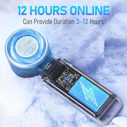 Portable Handheld Fan, Rechargeable, Up tp 12Hrs (Black) thumbnail 5