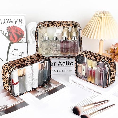 Clear Makeup Bags with Zipper, TSA Approved Travel Toiletry Bag, 3-Pack (Large, Small & Mini) Clear Cosmetic Bag, Waterproof Make Up Bag for Women, Car Bag Organizer & Car Organization Essentials thumbnail 2