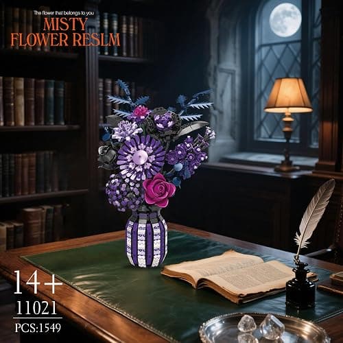 BrixVibe Flowers Building Set Compatible with Lego Flowers, Purple Bouquet Plant with Vase Botanical Collection for Adults & Women & Girl 14+ thumbnail 6