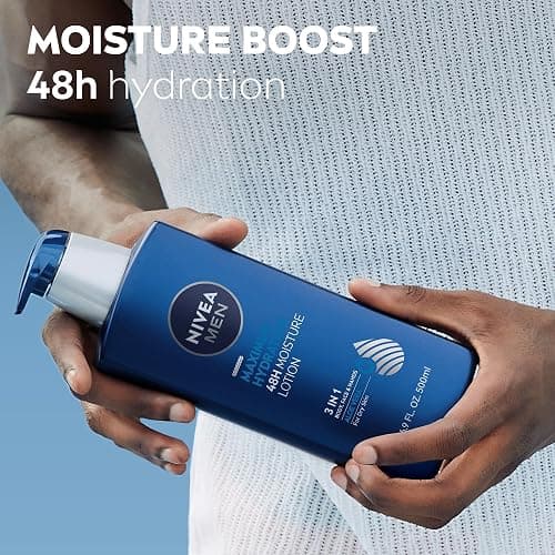 NIVEA MEN Maximum Hydration 48-Hour Moisture Body Lotion for Dry Skin, Aloe Vera Lotion for Men, 3-in-1 Body, Face and Hands, Dermatologically-Tested, Holiday Gifts for Men, 16.9 Fl Oz Bottle thumbnail 5
