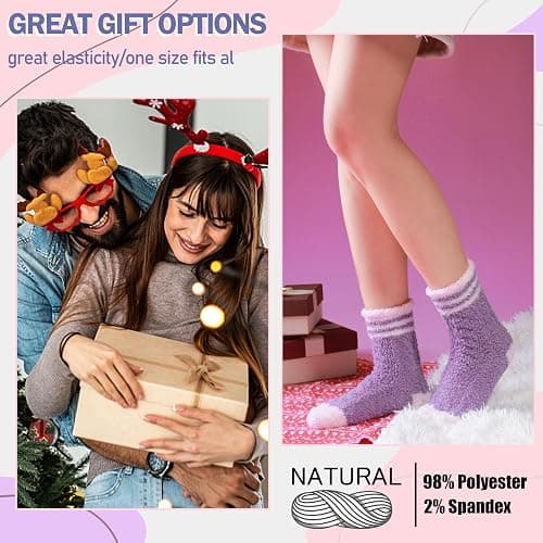 ANTSANG Womens Fuzzy Socks Slipper Winter Fluffy Comfy Cozy Socks Cabin Warm Home Socks thumbnail 5