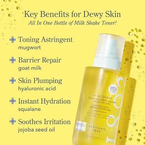 Beekman 1802 Milk Shake Hydrating Face Mist - Hyaluronic Acid & Squalane Facial Mist Minimizes Pores & Gently Moisturizes - Makeup Setting Spray - Fragrance-Free thumbnail 4
