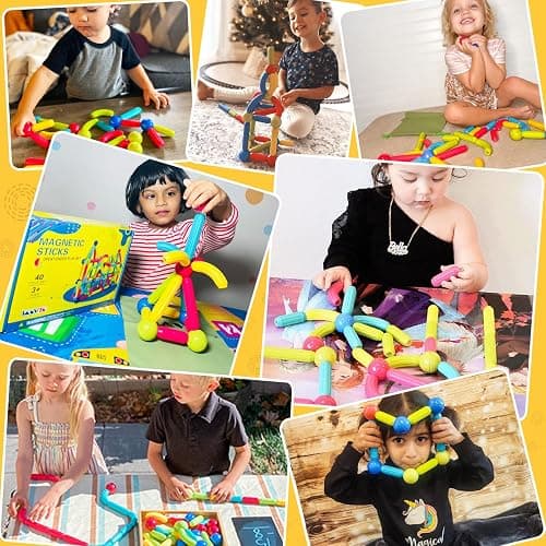 Loovio Magnet Toys for 3 Year Old Boys & Girls, Montessori Toys for Toddlers Kids, Magnetic Blocks Building DIY Learning Educational Toys Gift- Starter Set thumbnail 3