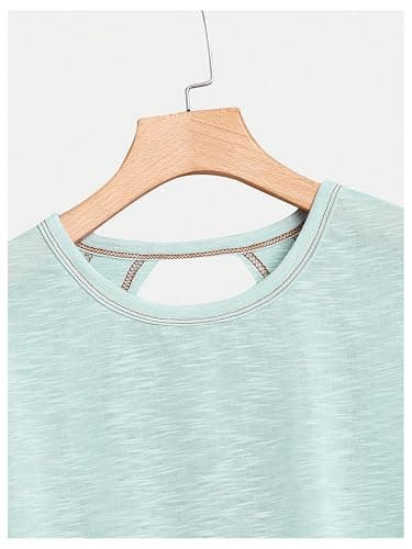 SOLY HUX Women Open Back Tops Workout Backless Tee Casual Athletic Shirts Short Sleeve Oversized Gym T Shirt thumbnail 3