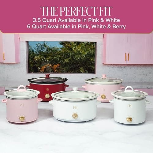 Paris Hilton 6-Quart Manual Slow Cooker, Features Three Settings (Low, High, Warm), Naturally Nonstick and Dishwasher Safe Stoneware Insert, Family Sized Capacity, Berry thumbnail 7