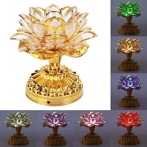 OUKENS Lotus Flower Lamp,Buddhist Lamp, 110-240v Us Plug Buddha Light Led Lotus 7 Colorful Golden Buddha Night Light Buddhism Faith Supplies(1Pcs) thumbnail 8
