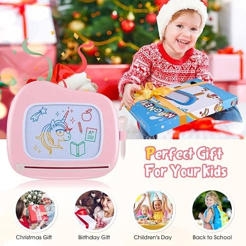 Smasiagon Magnetic Drawing Board for Kids, Toddler Toys for 1-2 Year Old Girl, Portable Doodle Board Pad Learning and Educational Toys for Ages 1 2 3 Year Old Baby Girl Birthday Gift（Pink） thumbnail 5