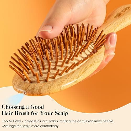 GAINWELL Hair Brush for Hair Growth, Bamboo Bristles Detangling Wooden Paddle Hair Brush for Massaging Scalp, All Hair Types Women Men Kids, Ergonomic Handle, Pointed Bristle thumbnail 3