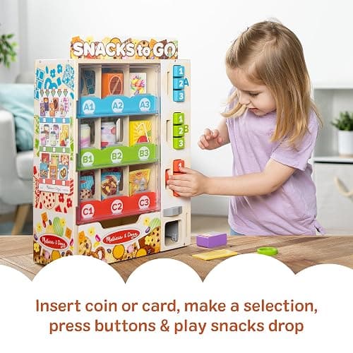 Melissa & Doug Sort-Stock-Select Wooden Vending Machine Toy with Play Food, Mini Vending Machine Toys & Play Money, Preschool Toys for Kids Ages 3+ thumbnail 5