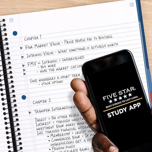 Five Star Advance Spiral Notebook + Study App, 5 Subject, College Ruled Paper, 8-1/2" x 11", 200 Sheets, Spiral Guard, Movable Tabbed Dividers, Black (73144) thumbnail 4