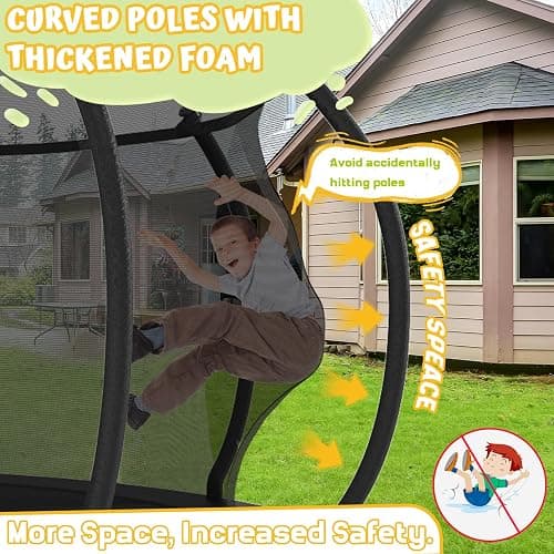ACWARM HOME Trampoline Outdoor 14FT 12FT 10FT 8FT with Safety Enclosure Net, Recreational Trampoline for Kids and Adults, Anti-Rust, ASTM Approved, Black thumbnail 7