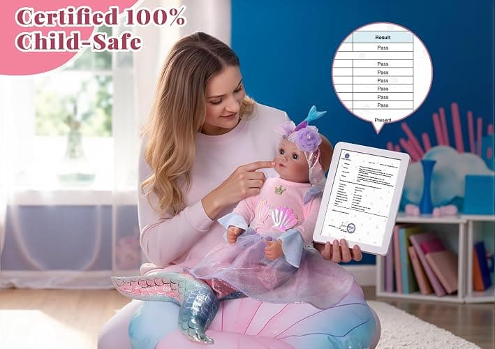 BABESIDE Mermaid Baby Doll Girl, 15-Inch Realistic Soft Baby Dolls with Shiny Mermaid Tail & Accessories, Cute Mermaid Toys for Girls Ages 3-10 Kids, Christmas, Birthday thumbnail 4