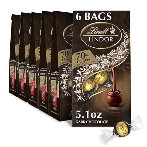 Lindt LINDOR 70% Extra Dark Chocolate Truffles, Dark Chocolate Candy with Smooth, Melting Truffle Center, Great for Gift Giving, 5.1 oz. Bag (6 Pack) - Image 1