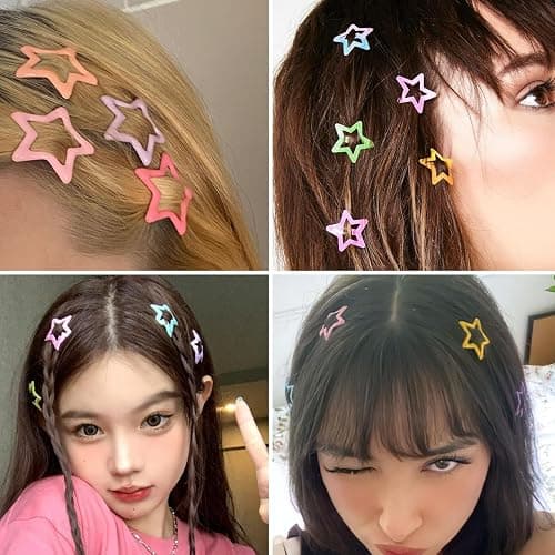 Star Hair Clips Snap Hair Barrettes Non Slip Star Hair Accessories Multiple Colors Metal Hair Clips for Girls Women -100PCS 1.18" thumbnail 8