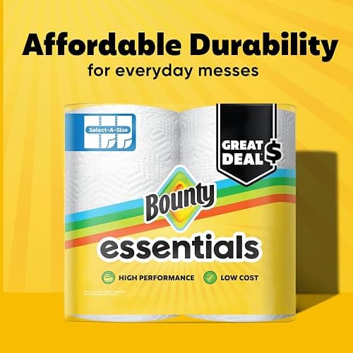 Bounty Essentials Select-A-Size Paper Towels, 6 Double Rolls, White, 108 Sheets Per Roll thumbnail 3