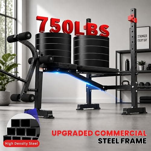 MAIDOMA Foldable 1500LBS Capacity 8 IN 1 Weight Bench Set with Leg Extension/Squat Rack/Preacher Curl, Adjustable Bench Press for Home Gym Full Body Workout (US Stock) thumbnail 7