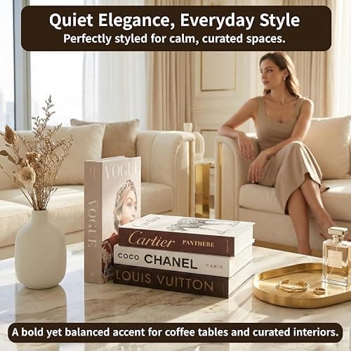 PROBENEX Luxe Large | 4 PCS Faux Decorative Books for Home Decor | Not Real Books (Cardboard Boxes) | Coffee Table, Bookshelf & Shelf Styling Display Props for Living Room, Office thumbnail 6