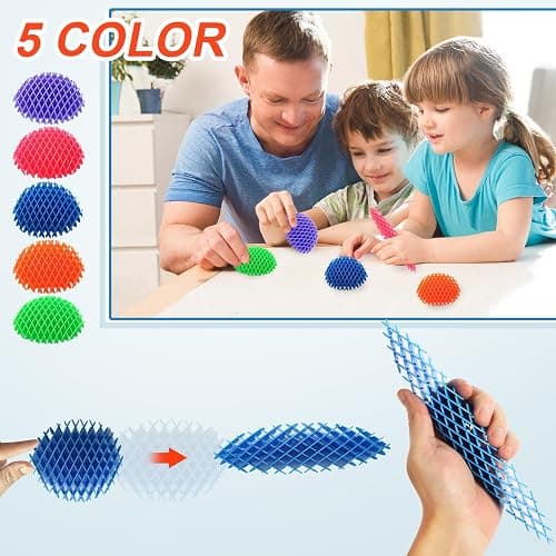 5 Pack Mini Fidget Worm Toys for Kids 8-12, Elastic Mesh Stress Relief Sensory Toy, 3D Bulk Fidgets for Adults Party Favors thumbnail 4