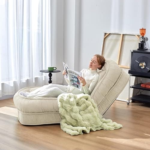 LouannTatami LOTATA 3-in-1 Lazy Sofa Bed - Adjustable Human Dog Bed Floor Chair for Adults Kids - Convertible Sleeper Chair Comfy Small Couch with Pillow for Living Room Bedroom(White) thumbnail 4