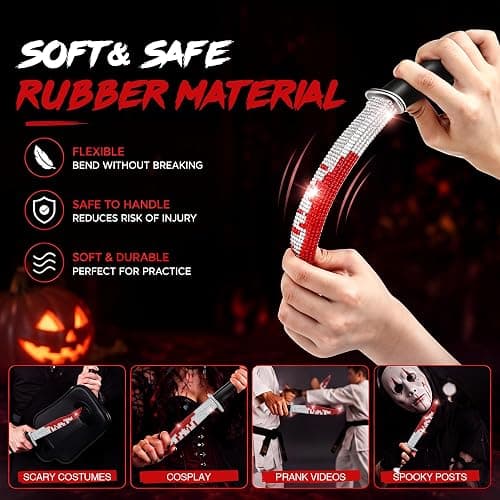Enhon 1 Pack 13.5" Halloween Bloody Ghost Face Bling Rubber Fake Knife | Soft Flexible Safety Prop with Bedazzled Rhinestones for Horror Prank, Stage Performance & Scary Cosplay Accessories thumbnail 4