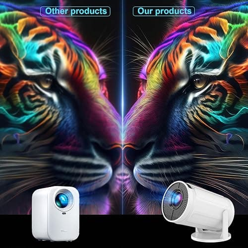XBJ Mini Projector with WIFI, 4K Support Portable Projector 180° Rotatable.Full HD 1080P Outdoor Projector 17"-130" Screen Movie Projector. Compatible for Smartphone, Laptop, TV Stick,USB(No App) thumbnail 6