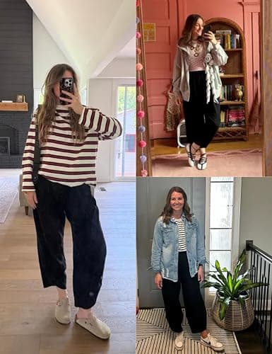 Xiaoxuemeng Womens Baggy Wide Leg Pants Casual Elastic Waisted Palazzo Harem Pants with Pockets thumbnail 3