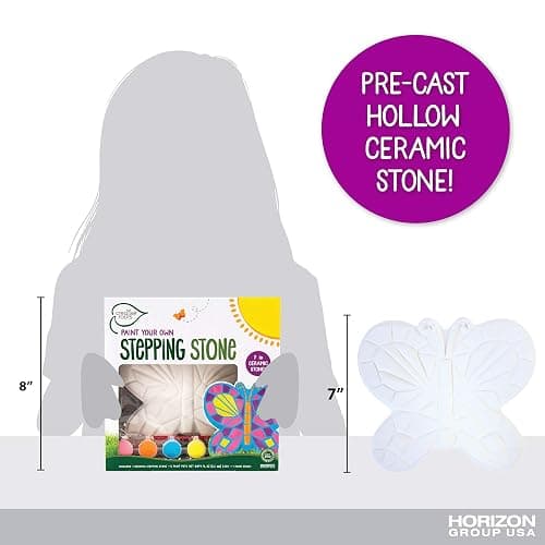 Creative Roots Mosaic Butterfly Stepping Stone Kit, Includes 7-Inch Ceramic Stepping Stone & 6 Vibrant Paints, Paint Your Own Stepping Stone, DIY Stepping Stone for Kids Ages 8+ White thumbnail 3