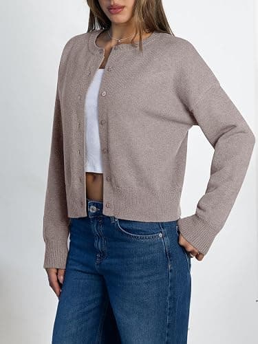 LILLUSORY Womens Cropped Cardigan Sweaters Lightweight Fall Crop Cotton Knit Y2k Outfits Fashion Button Up Clothes 2025 thumbnail 3
